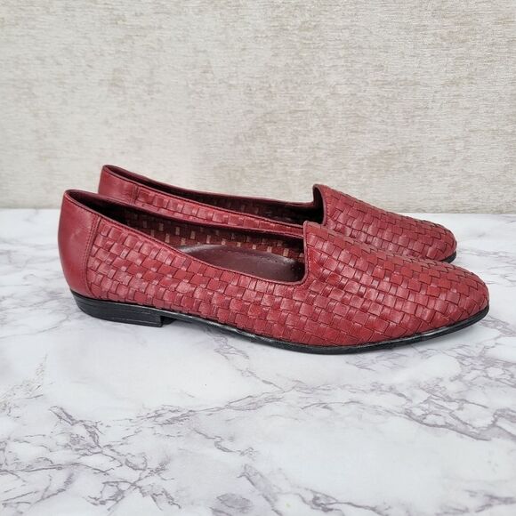 Cabin Creek Carly Ox Blood Women's Red Leather Woven Loafers Size 11M - Picture 2 of 12
